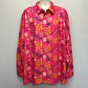 Beatles Love Cirque Du Soleil Shirt Mens 3XL Pink Floral Long Sleeve Button Up